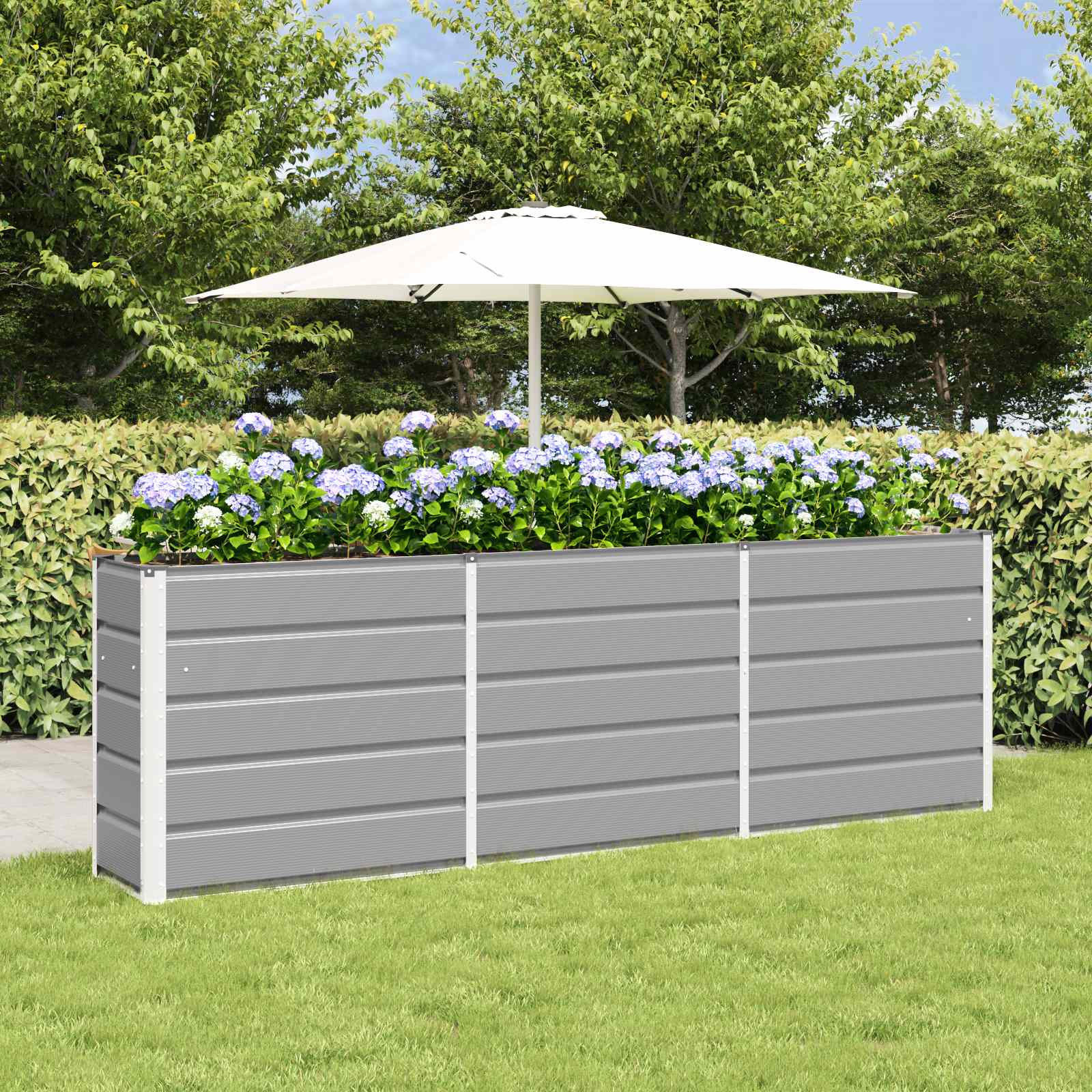 vidaXL Plantekasse Lysegrå 160 x 40 x 75 cm Stål vidaXL Plantekasse Lysegrå 160 x 40 x 75 cm Stål