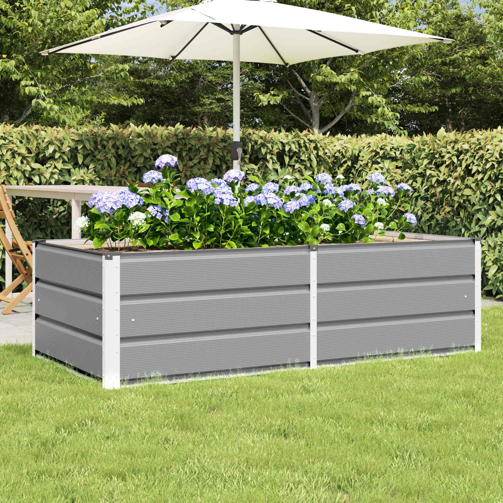 vidaXL Plantekasse Lysegrå 160 x 80 x 45 cm Stål vidaXL Plantekasse Lysegrå 160 x 80 x 45 cm Stål