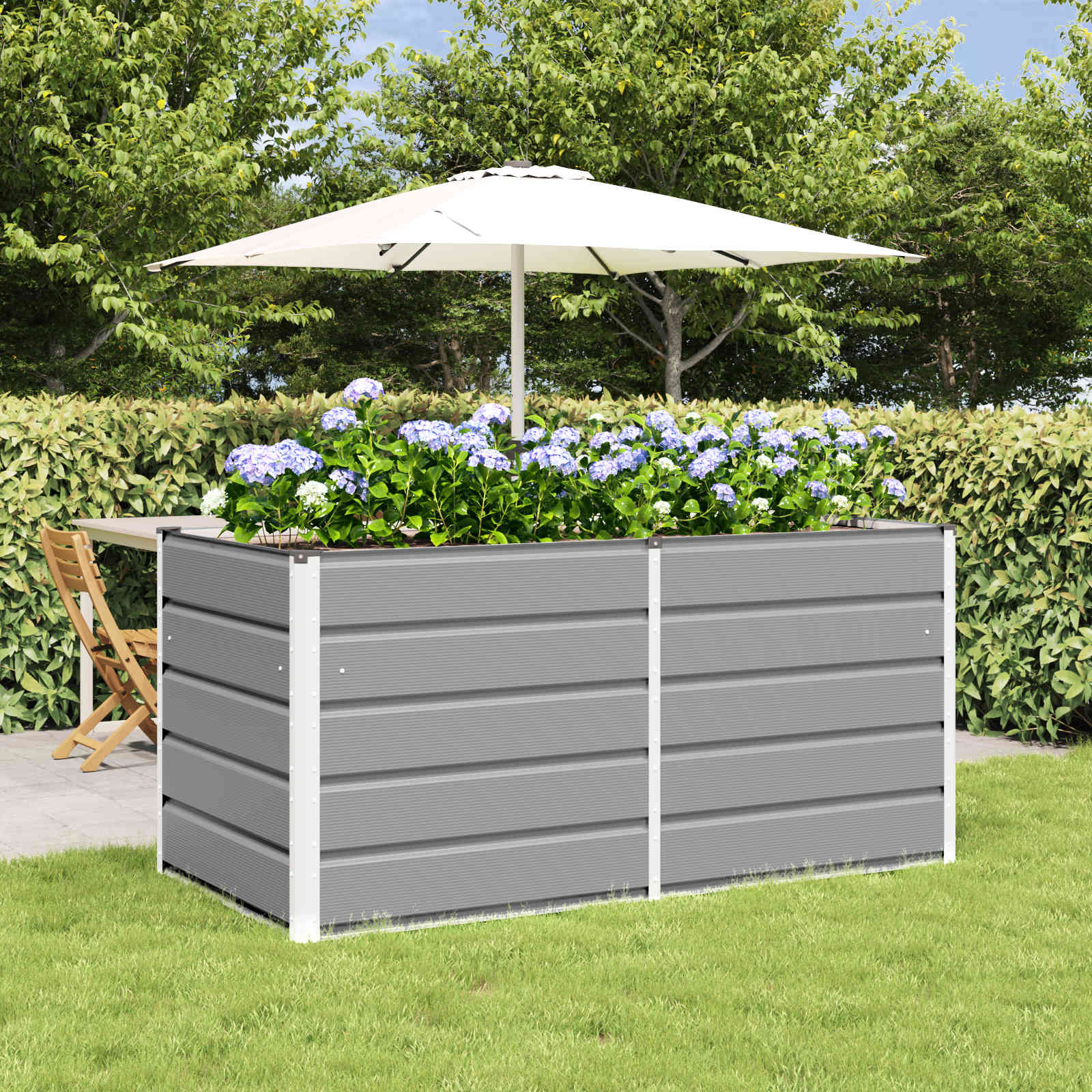 vidaXL Plantekasse Lysegrå 160 x 80 x 75 cm Stål vidaXL Plantekasse Lysegrå 160 x 80 x 75 cm Stål