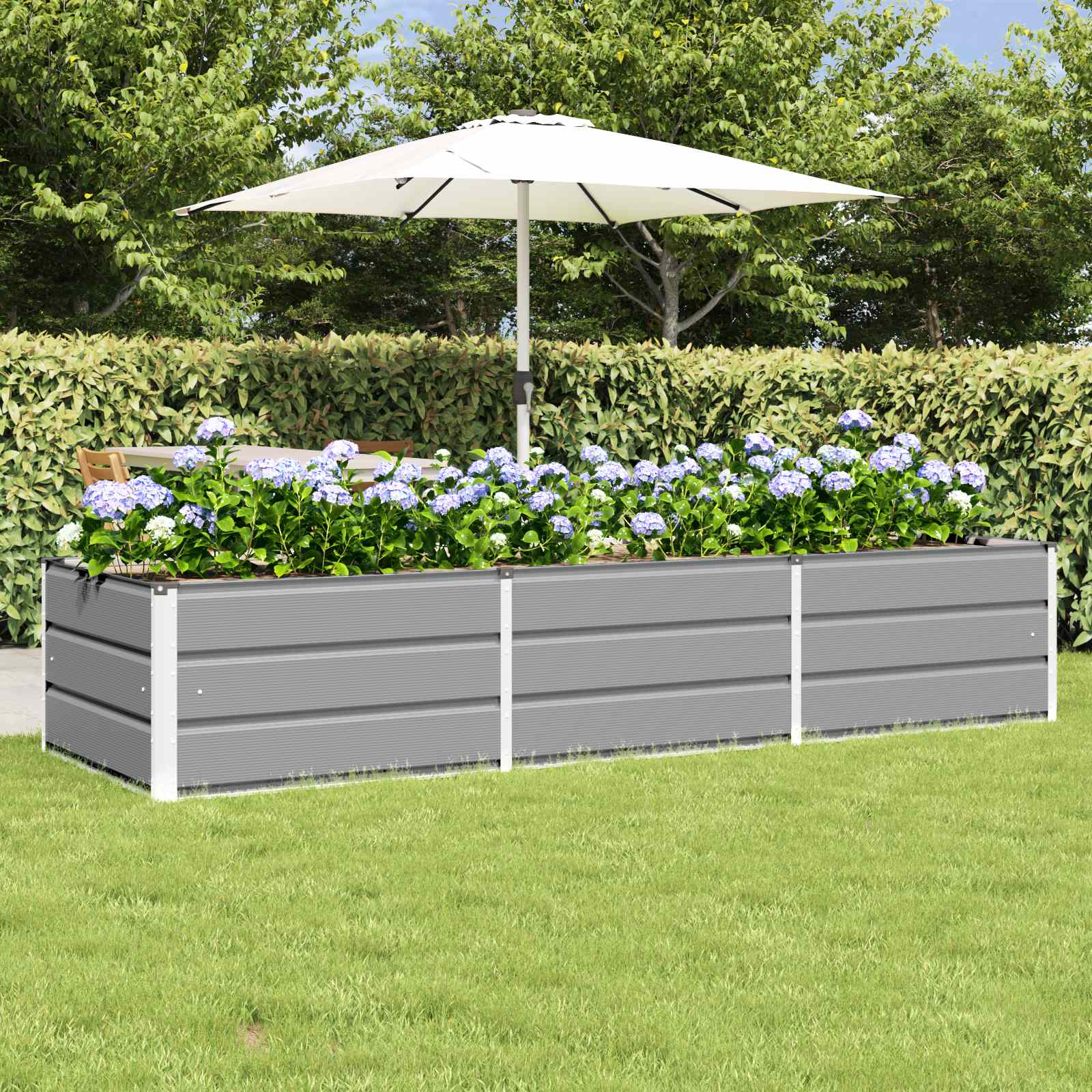 vidaXL Plantekasse Lysegrå 240 x 80 x 45 cm Stål vidaXL Plantekasse Lysegrå 240 x 80 x 45 cm Stål