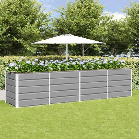 vidaXL Plantekasse Lysegrå 240 x 80 x 75 cm Stål