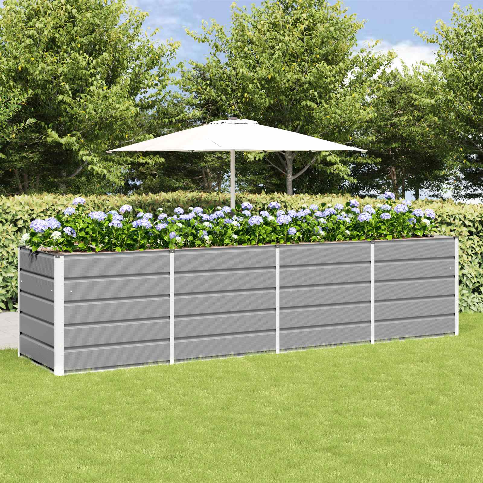 vidaXL Plantekasse Lysegrå 240 x 80 x 75 cm Stål vidaXL Plantekasse Lysegrå 240 x 80 x 75 cm Stål