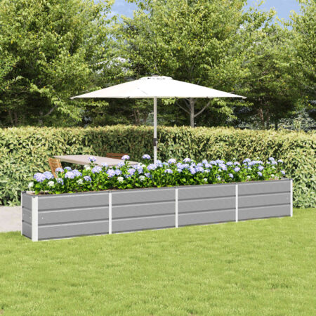 vidaXL Plantekasse Lysegrå 320 x 40 x 45 cm Stål