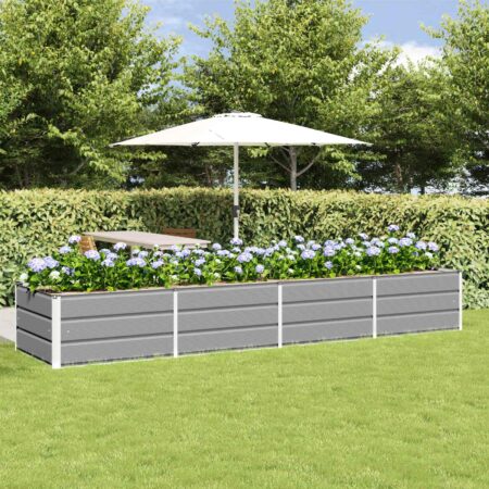 vidaXL Plantekasse Lysegrå 320 x 80 x 45 cm Stål