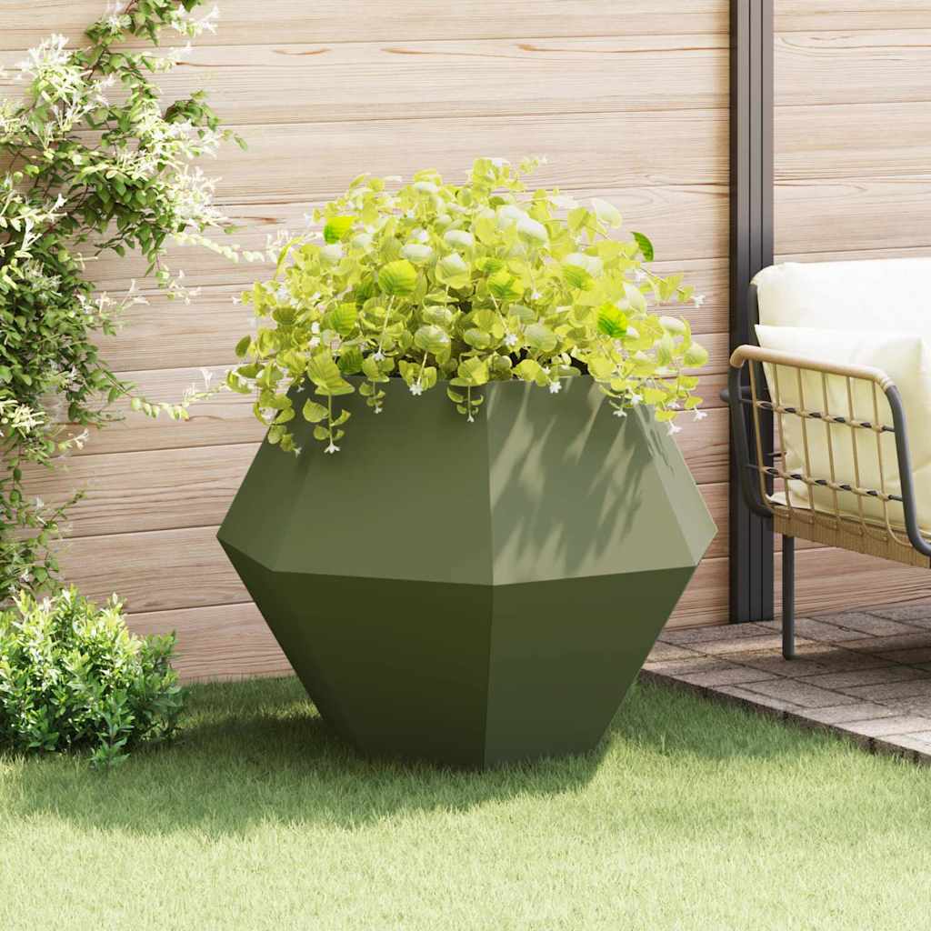 vidaXL Plantekasse Oliven grøn 100 x 100 x 80 cm Stål vidaXL Plantekasse Oliven grøn 100 x 100 x 80 cm Stål