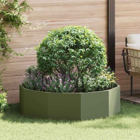vidaXL Plantekasse Oliven grøn 120 x 120 x 35 cm Stål