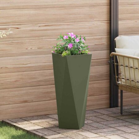 vidaXL Plantekasse Oliven grøn 30 x 30 x 75 cm Stål