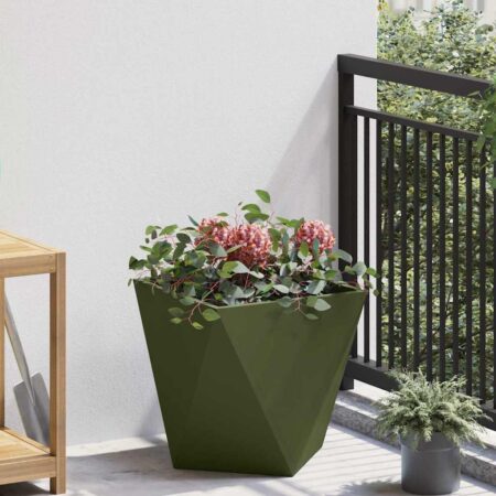 vidaXL Plantekasse Oliven grøn 40 x 40 x 40 cm Stål