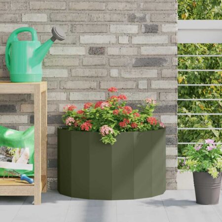 vidaXL Plantekasse Oliven grøn 60 x 30 x 35 cm Stål