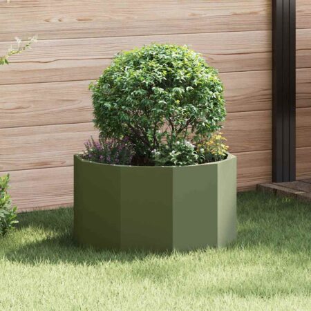 vidaXL Plantekasse Oliven grøn 60 x 60 x 35 cm Stål