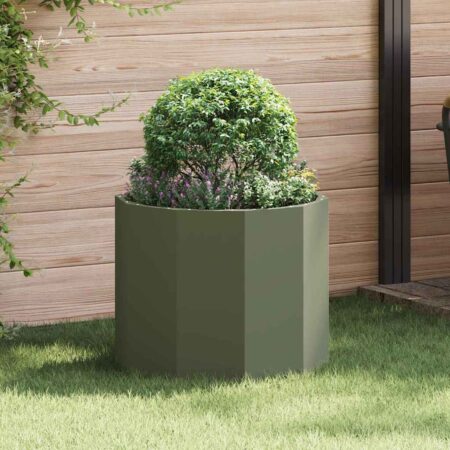 vidaXL Plantekasse Oliven grøn 60 x 60 x 50 cm Stål