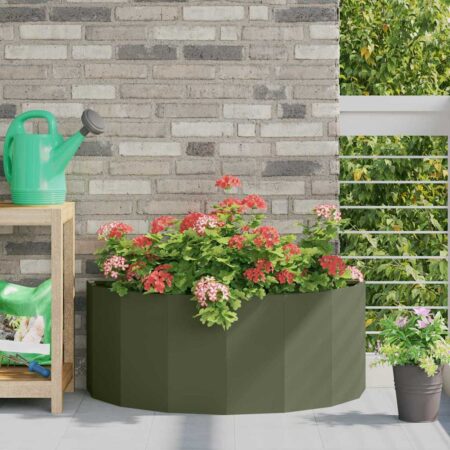 vidaXL Plantekasse Oliven grøn 90 x 45 x 35 cm Stål