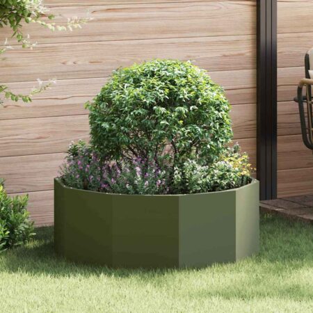 vidaXL Plantekasse Oliven grøn 90 x 90 x 35 cm Stål