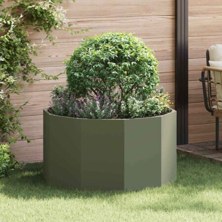 vidaXL Plantekasse Oliven grøn 90 x 90 x 50 cm Stål