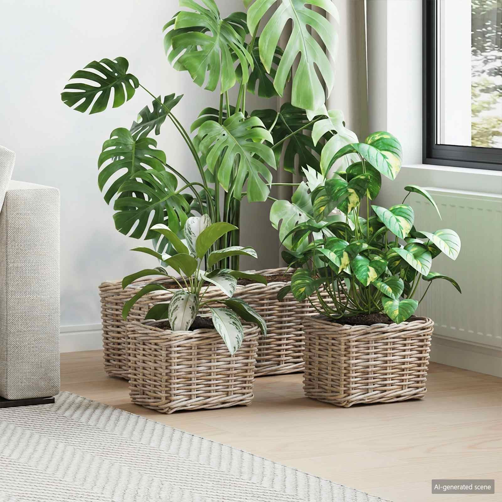vidaXL Planter Kurv GENDT 3 stk. Naturlig grå Kubu rattan vidaXL Planter Kurv GENDT 3 stk. Naturlig grå Kubu rattan
