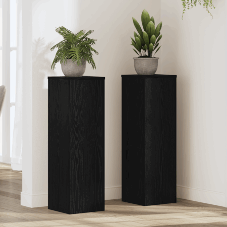 vidaXL Plantestativer 2 stk Sort Eg 25 x 25 x 80 cm Ingeniørtræ