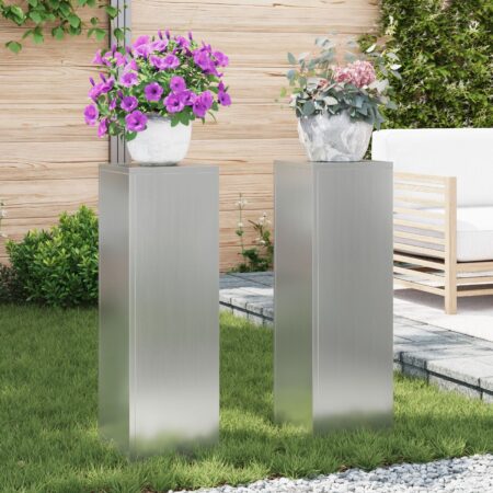 vidaXL Plantestativer Sæt af 2 Grå Galvaniseret stål 24 x 24 x 75 cm