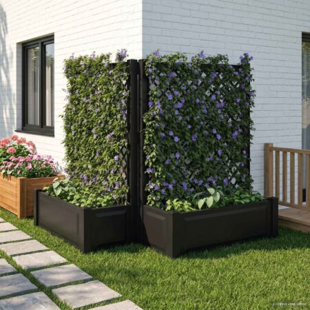 vidaXL Stor blomsterkasse med espalier 2 pcs Antracit