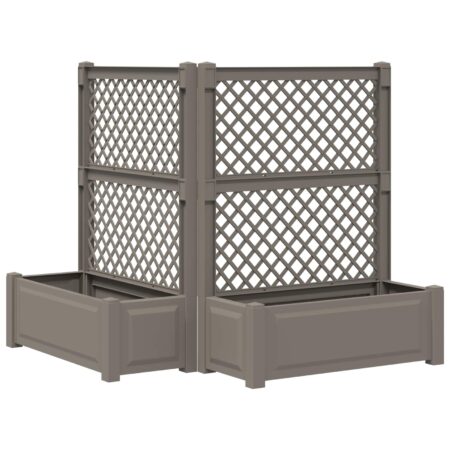 vidaXL Stor blomsterkasse med espalier 2 pcs Grå 143 x 143 x 133,5 cm