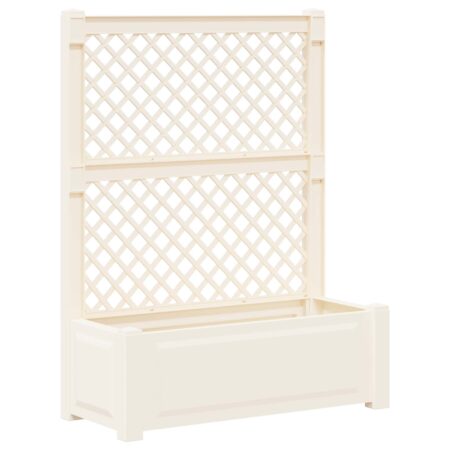 vidaXL Stor blomsterkasse med espalier Hvid 99,5 x 43 x 133,5 cm PP