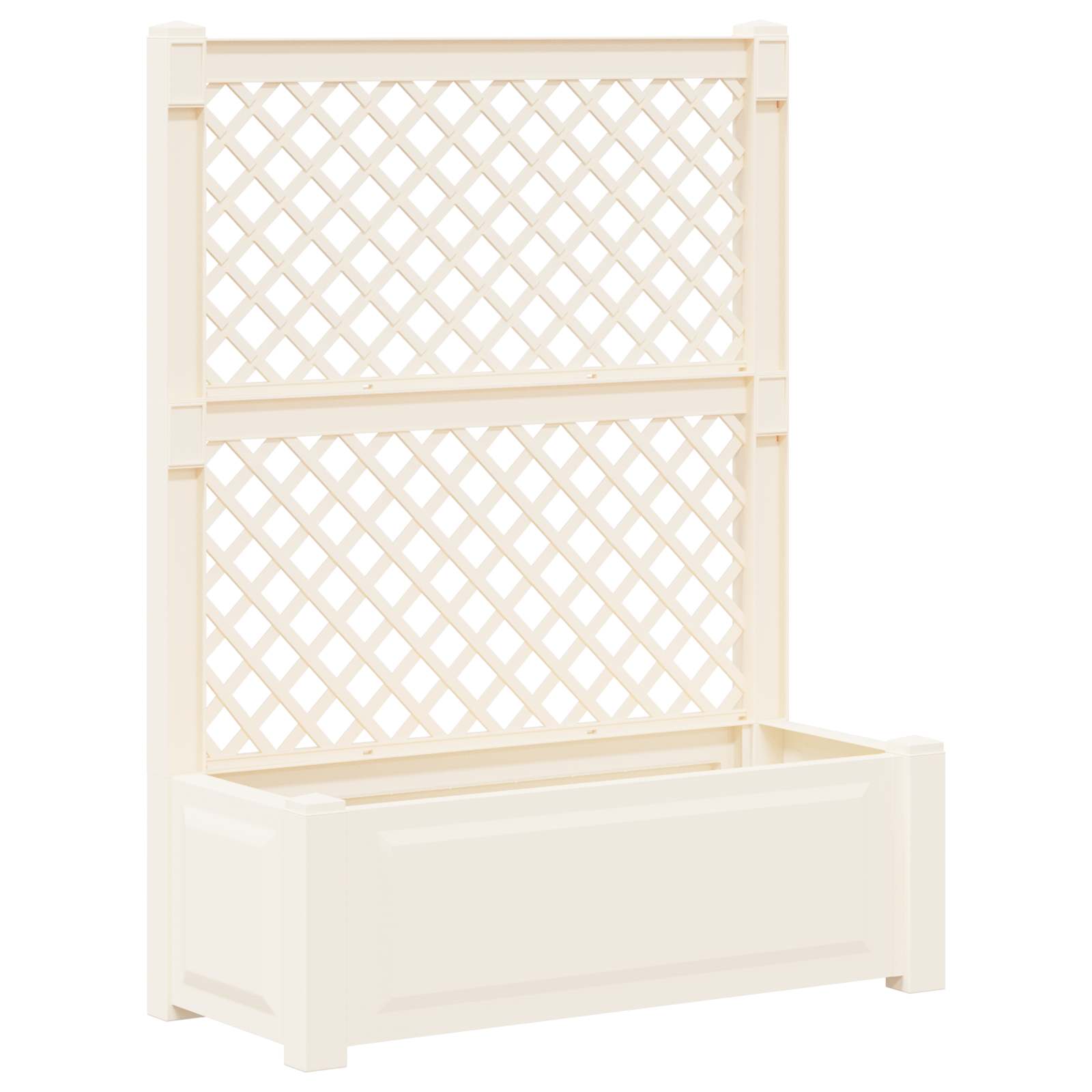 vidaXL Stor blomsterkasse med espalier Hvid 99,5 x 43 x 133,5 cm PP vidaXL Stor blomsterkasse med espalier Hvid 99,5 x 43 x 133,5 cm PP