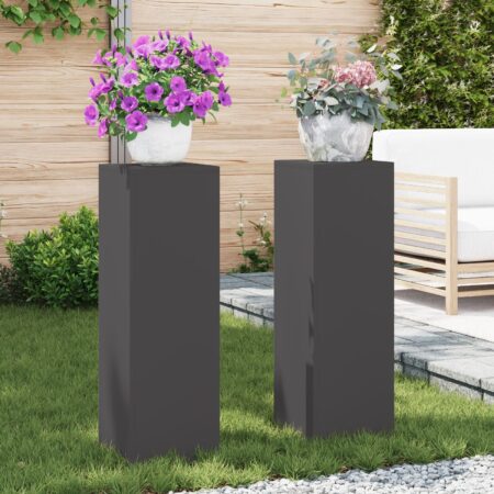 vidaXL Udendørs Plante Stande Pilar 2 stk Sort 24x24x75 cm Stål