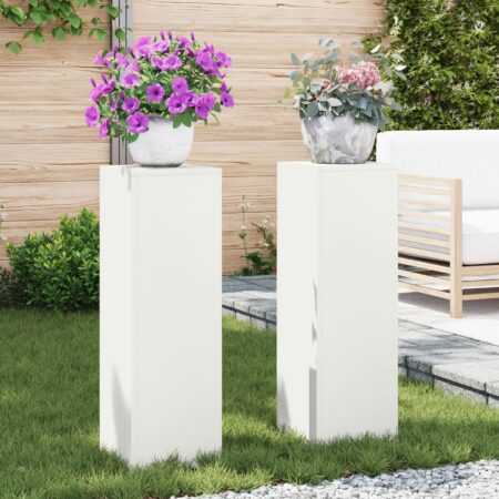 vidaXL Udendørs Plante Stander Støtte 2 stk Hvid 24x24x75 cm Stål