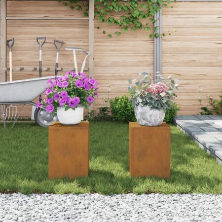 vidaXL Udendørs Plante Standere Søjle 2 stk 24x24x35 cm Vejrbestandigt Stål