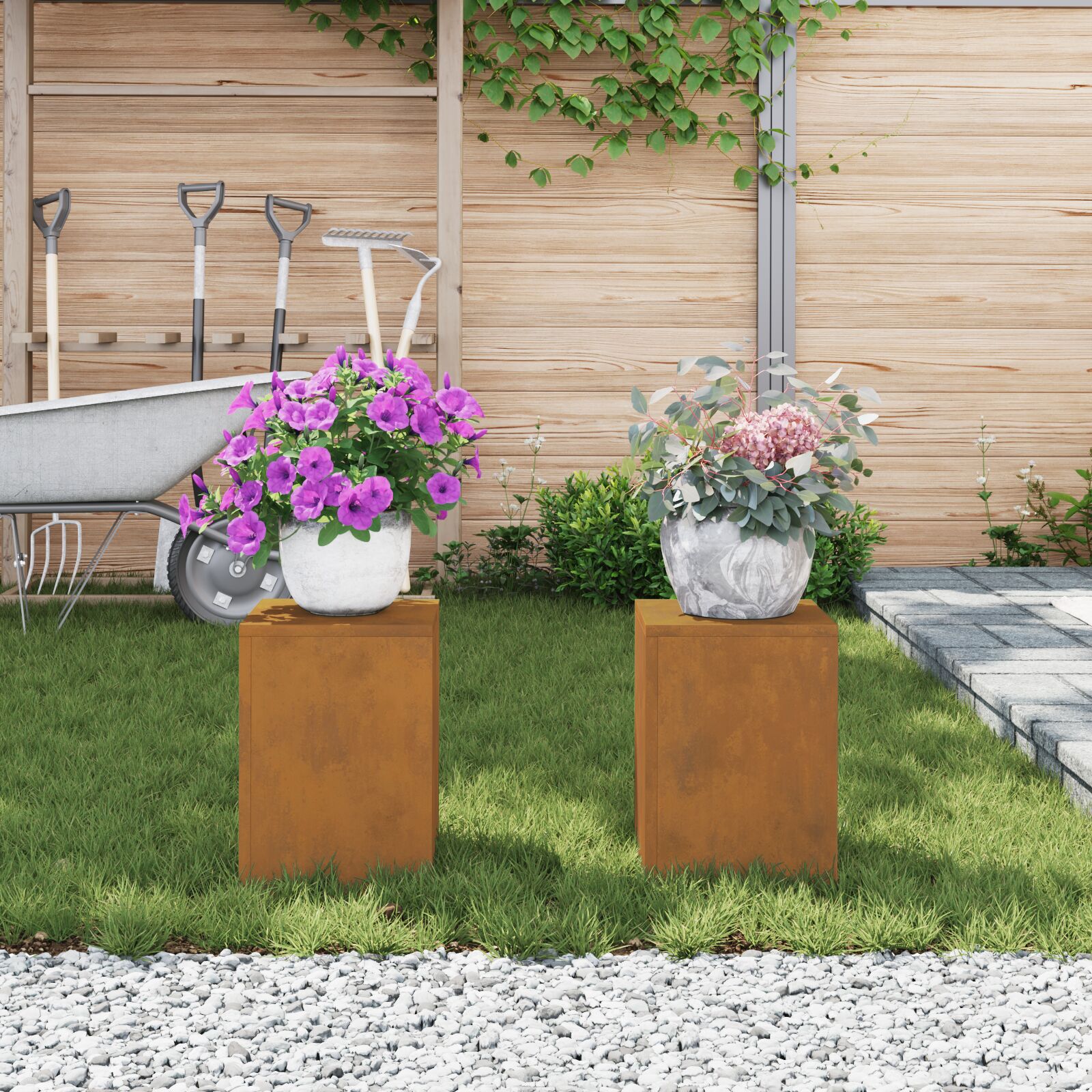 vidaXL Udendørs Plante Standere Søjle 2 stk 24x24x35 cm Vejrbestandigt Stål vidaXL Udendørs Plante Standere Søjle 2 stk 24x24x35 cm Vejrbestandigt Stål