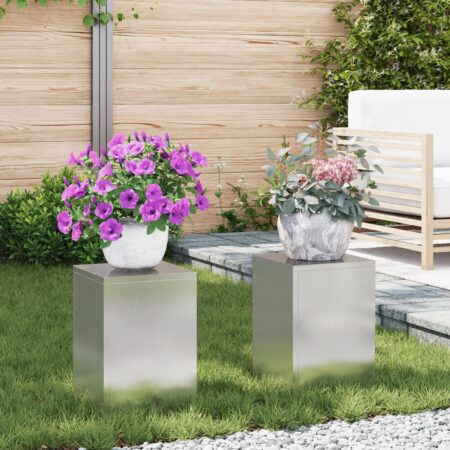 vidaXL Udendørs Plante Stativer Søjle 2 stk 24x24x35 cm Rustfrit Stål