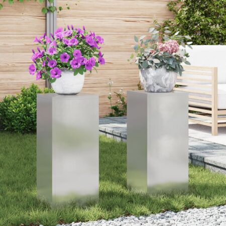 vidaXL Udendørs Plante Stativer Søjle 2 stk 24x24x55 cm Rustfrit Stål