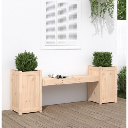 vidaXL bænk med plantekasser 180x36x63 cm massivt fyrretræ