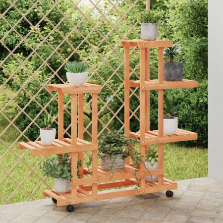 vidaXL blomsterstativ med hjul 95x25x101 cm massivt fyrretræ