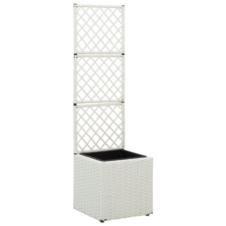 vidaXL espalier med plantekasse 1 krukke 30x30x107 cm polyrattan hvid