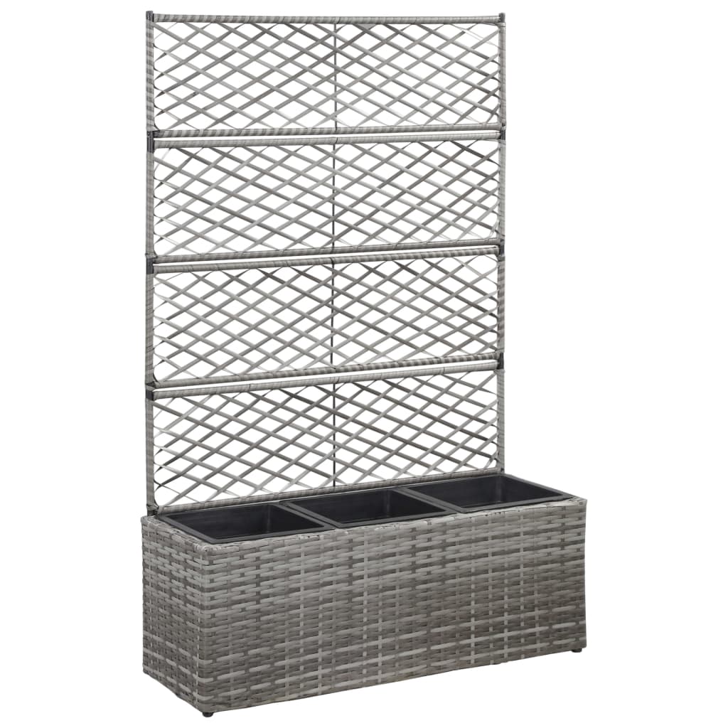 vidaXL espalier med plantekasse 3 krukker 83x30x130 cm polyrattan grå vidaXL espalier med plantekasse 3 krukker 83x30x130 cm polyrattan grå