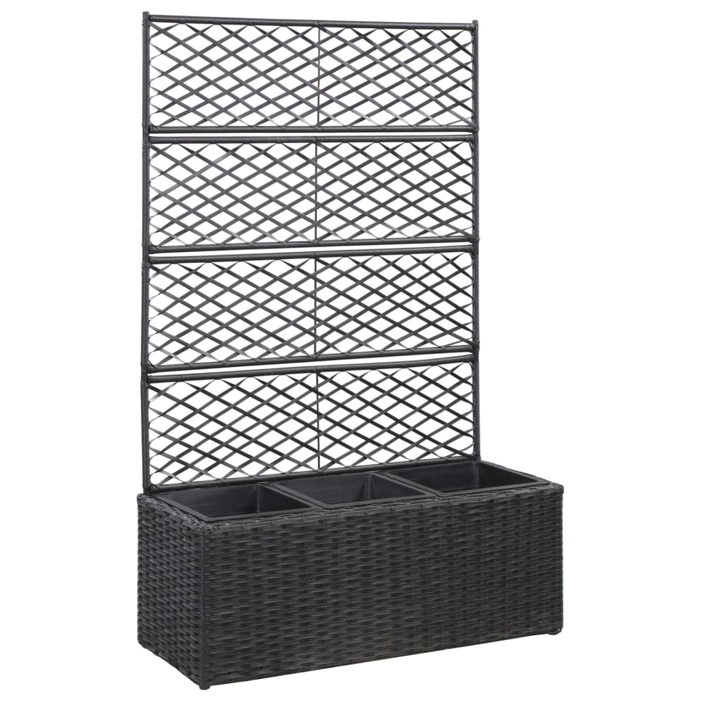 vidaXL espalier med plantekasse 3 krukker 83x30x130 cm polyrattan sort vidaXL espalier med plantekasse 3 krukker 83x30x130 cm polyrattan sort