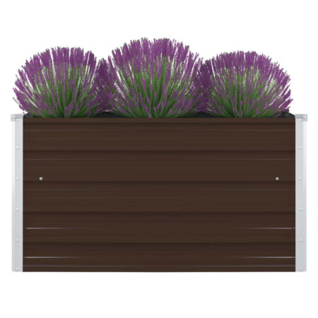 vidaXL forhøjet plantekasse 100 x 100 x 45 cm galvaniseret stål brun