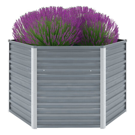 vidaXL forhøjet plantekasse 129x129x77 cm galvaniseret stål grå