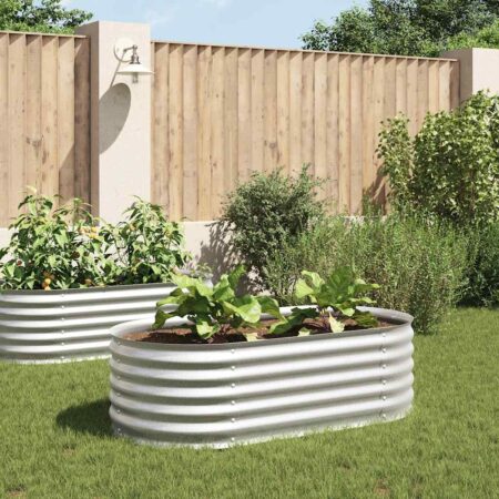 vidaXL forhøjet plantekasse 160x80x44 cm galvaniseret stål sølvfarvet