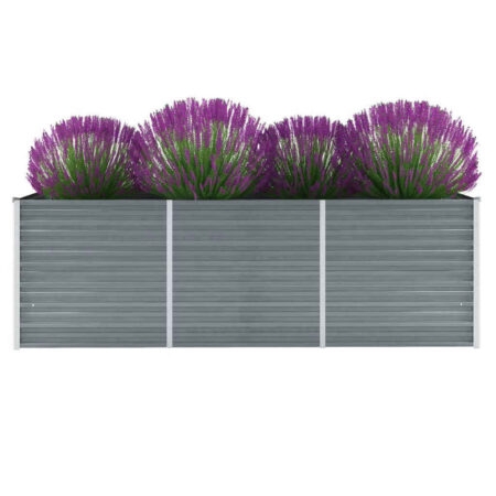 vidaXL forhøjet plantekasse 240x80x77 cm galvaniseret stål grå