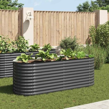 vidaXL forhøjet plantekasse 240x80x81 cm galvaniseret stål grå