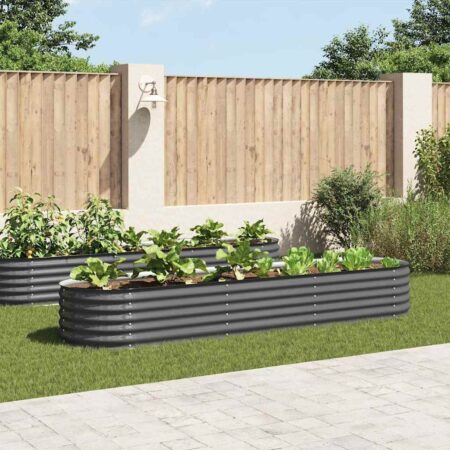 vidaXL forhøjet plantekasse 320x80x44 cm galvaniseret stål grå