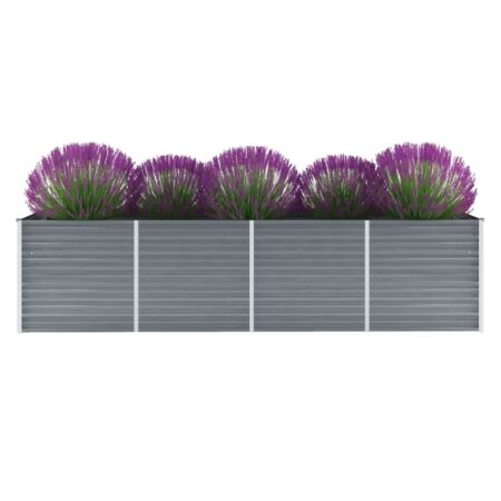 vidaXL forhøjet plantekasse 320x80x77 cm galvaniseret stål grå