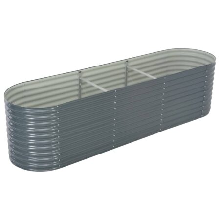 vidaXL forhøjet plantekasse 320x80x81 cm galvaniseret stål grå