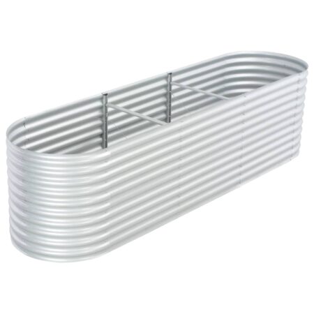 vidaXL forhøjet plantekasse 320x80x81 cm galvaniseret stål sølvfarvet