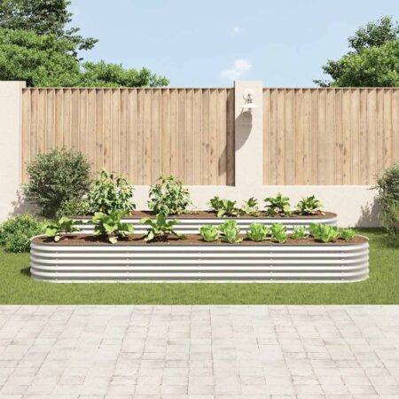 vidaXL forhøjet plantekasse 400x80x44 cm galvaniseret stål sølvfarvet