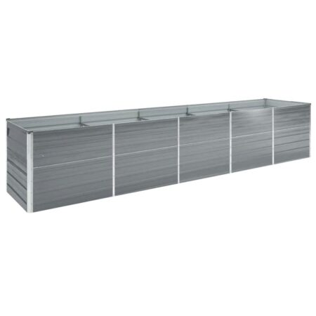 vidaXL forhøjet plantekasse 400x80x77 cm galvaniseret stål grå