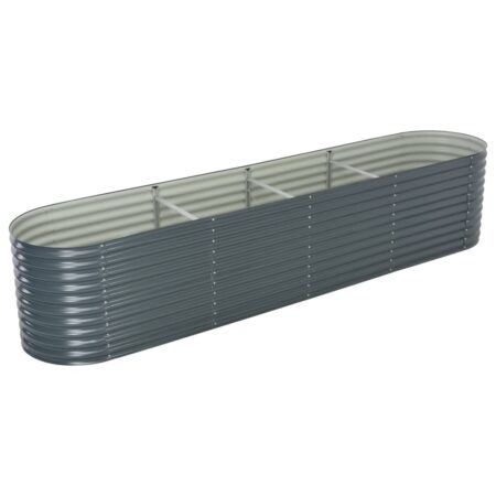 vidaXL forhøjet plantekasse 400x80x81 cm galvaniseret stål grå