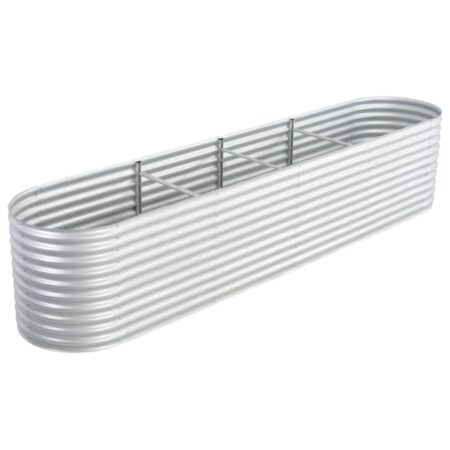 vidaXL forhøjet plantekasse 400x80x81 cm galvaniseret stål sølvfarvet