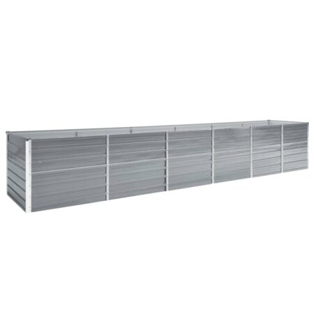 vidaXL forhøjet plantekasse 480x80x77 cm galvaniseret stål grå